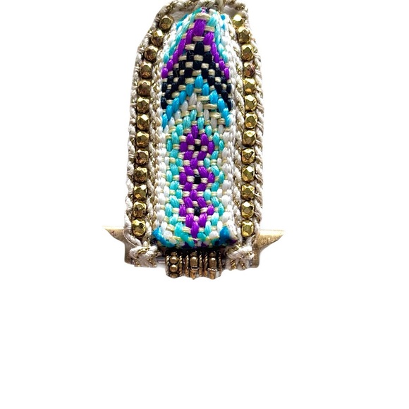 Handwoven Boho Apple Watch Band with Gold Beading – Adjustable Bracelet Strap - Picture 5 of 7